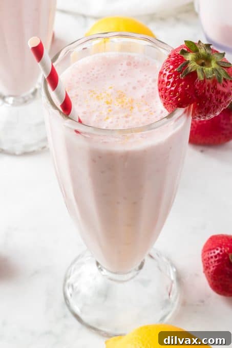 Frosted Lemonade with strawberries.