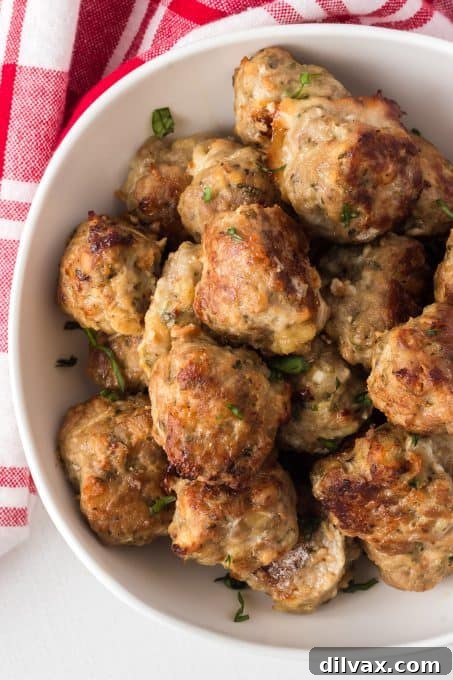 Savory Handcrafted Meatballs 7 A bowl of easy homemade meatballs, perfectly cooked and ready to be served.