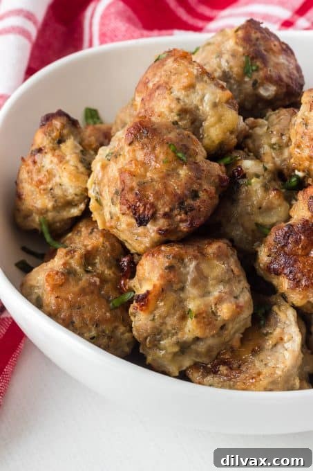 Savory Handcrafted Meatballs 10 Baked meatballs made from a blend of ground beef, pork, and veal, perfect with pasta dishes and in sandwiches.