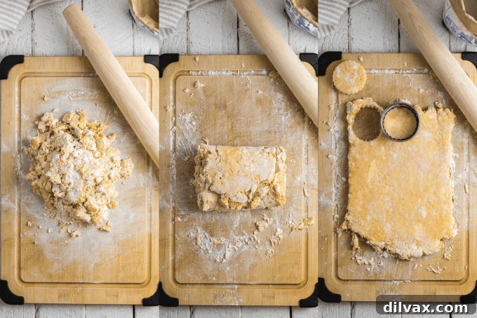 Golden Pumpkin Delights 7 Process shots showing steps of making biscuits with pumpkin puree.