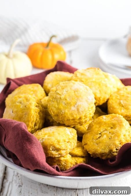 Golden Pumpkin Delights 10 A charming basket filled with warm, freshly baked pumpkin biscuits.