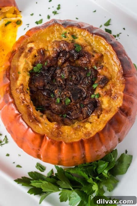 Multiple stuffed pie pumpkins displayed on a rustic table setting, emphasizing their autumnal charm.