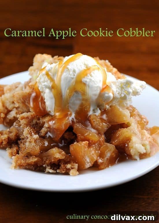 Autumn Apple Magic: 25 Recipes for Sweet and Savory Treats 12 Warm Caramel Apple Cookie Cobbler, a unique dessert fusion