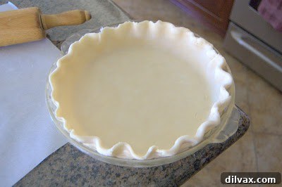 Another angle of the pie crust in the plate