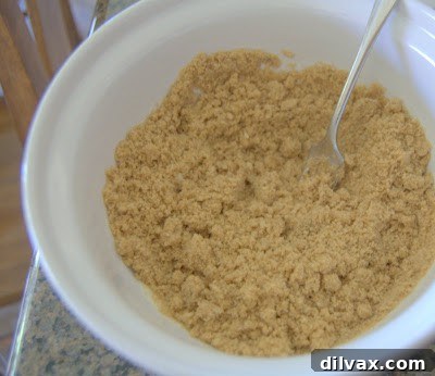 Ingredients for crumb topping mixed in a bowl