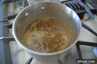 Saucepan with bubbling pie filling mixture