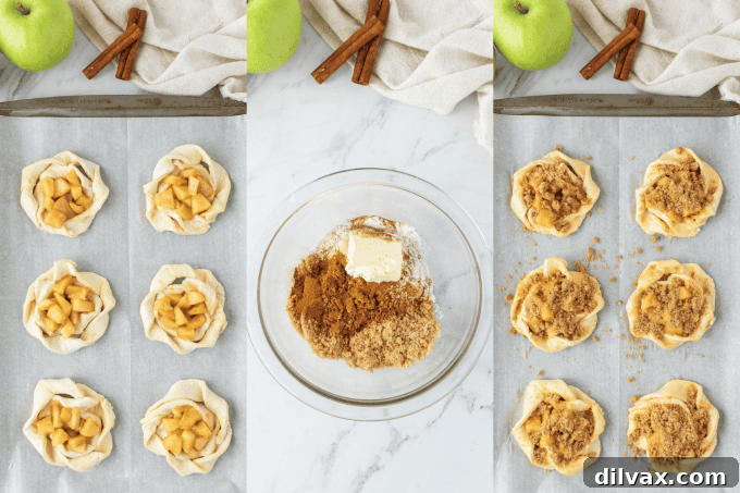 Second set of process photos for Apple Crumble Danish.