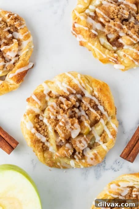 Apple Danish with a crumb topping.