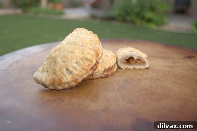 Freshly baked apple hand pies, golden and delicious, cooling on a wire rack.