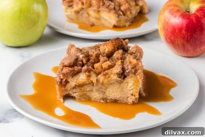 Sticky Caramel Apple French Toast Bake 2 A warm, inviting French Toast Casserole brimming with apples and caramel.
