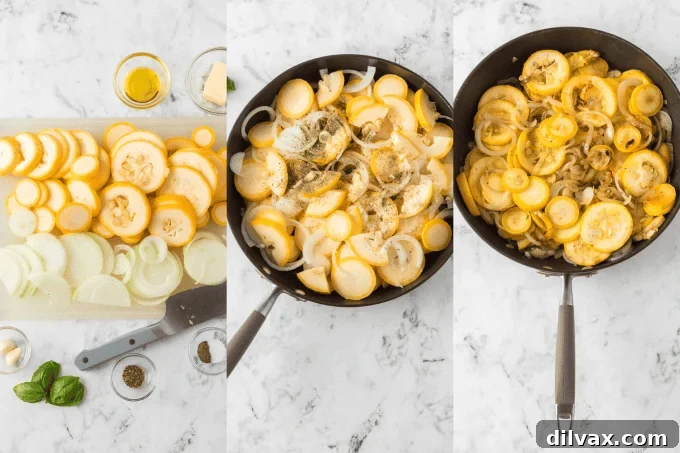 Golden Summer Squash Sauté 5 Process photos for Sauteed Squash.