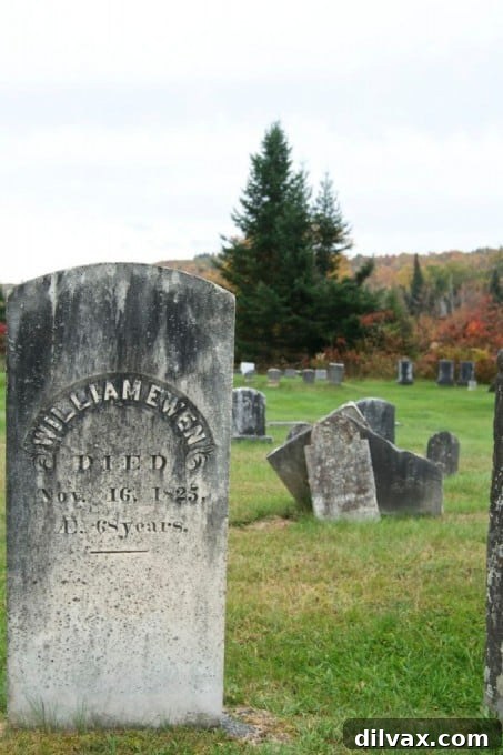 A charming country road shaded by brilliant fall trees in New Hampshire
