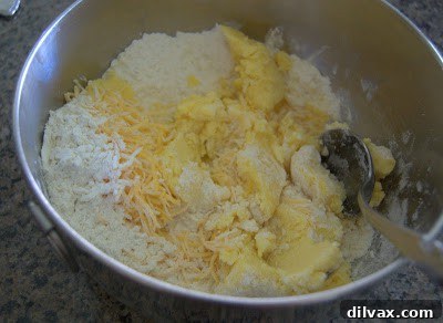 Cheese Cornmeal Biscuits 4 Cornmeal mixture and shredded cheese added to flour mix