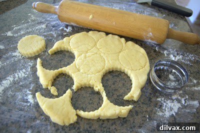 Cheese Cornmeal Biscuits 5 Dough rolled out and cut into biscuit rounds