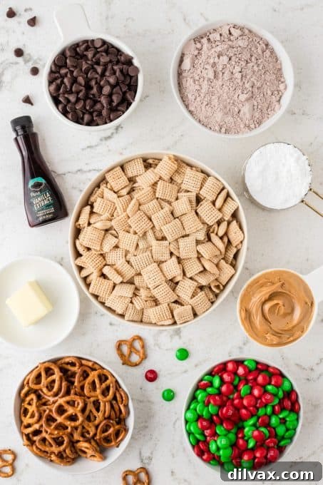 Festive Reindeer Fuel 4 Ingredients for Reindeer Chow.