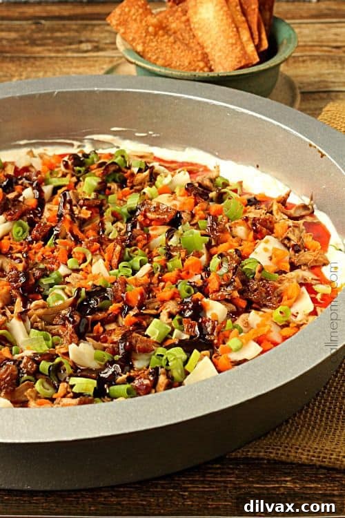 Exotic Layered Sweet and Sour Asian Dip with Fried Wonton Dippers