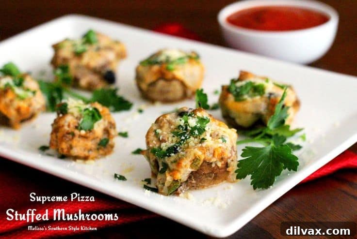Delicious Supreme Pizza Stuffed Mushrooms