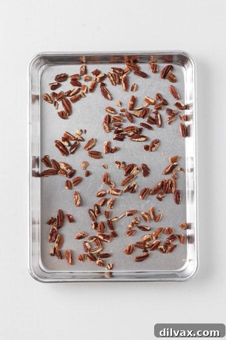 Toasted pecans for Apple Pie Oatmeal.