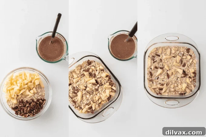 Process photos for Baked Apple Oatmeal.