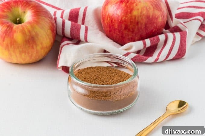 Autumn Spice Blend 2 Homemade Apple Pie Spice in a small jar, showcasing the rich color of the blended spices.