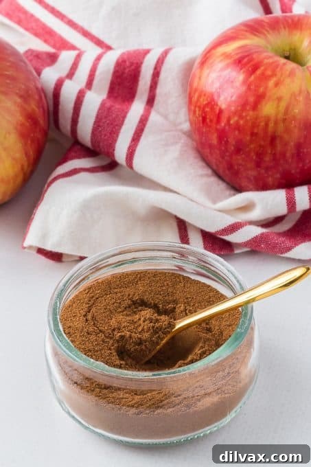 Autumn Spice Blend 9 A close-up of the Apple Pie Spice blend in a glass jar, highlighting its texture and color.