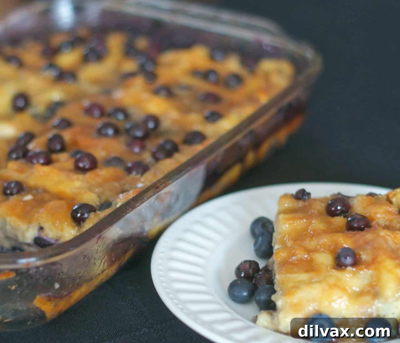 Served portion of Baked Blueberry Waffles on a plate