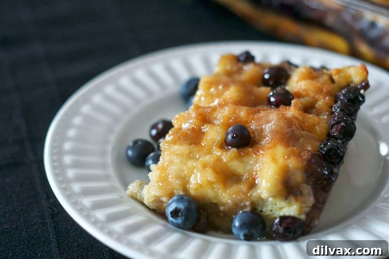 Close-up of Baked Blueberry Waffles in a baking dish