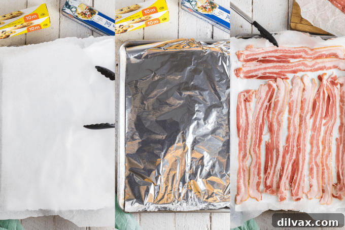 Perfectly Crispy Oven Bacon 5 Process photos for baking bacon.