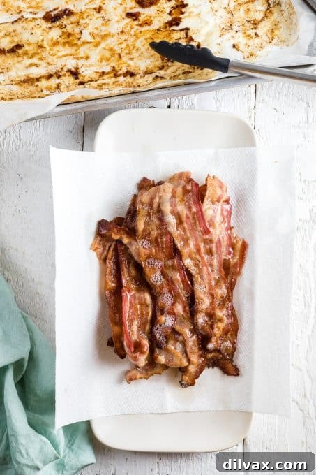 Perfectly Crispy Oven Bacon 6 Bacon that has been baked.