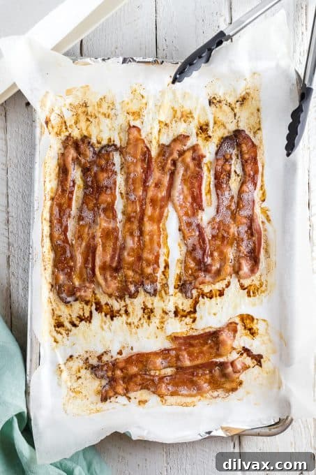 Perfectly Crispy Oven Bacon 7 A tray of baked bacon