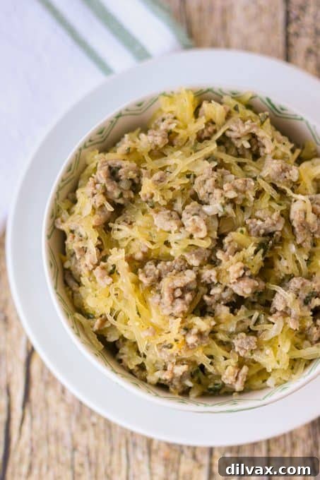 Hearty Sausage Spaghetti Squash Bake 6 Spaghetti Squash and sausage for an easy dinner.