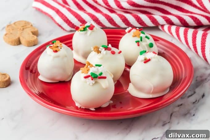 Spiced Holiday Truffle Treasures 2 Delicious Gingerbread Truffles adorned with festive sprinkles on a white background, embodying the holiday spirit.