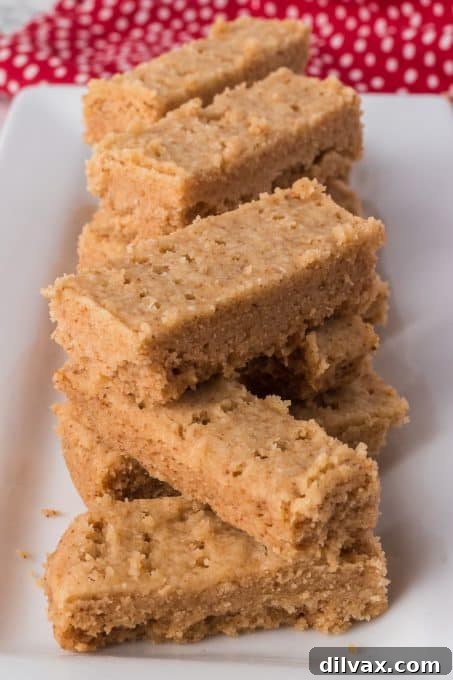 Nutty Brown Butter Shortbread 8 Perfectly baked brown butter shortbread, cut into neat bars.