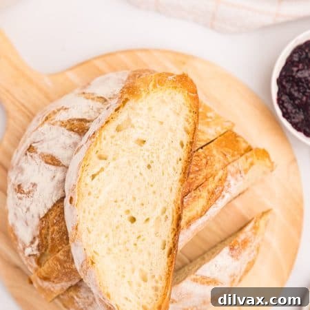 Freshly baked Dutch Oven Bread, showcasing its rustic, golden crust.