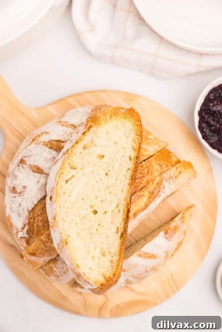 Rustic Dutch Oven Loaf 10 Freshly baked bread made in a Dutch oven.