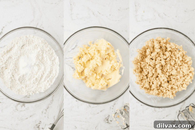 Cherry Thumbprint Delights 5 First steps of mixing and shaping dough for Cherry Thumbprint Cookies.