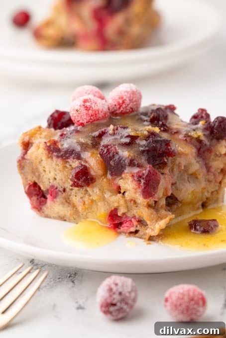 Delicious Cranberry Orange Bread Pudding, perfect for holiday gatherings.