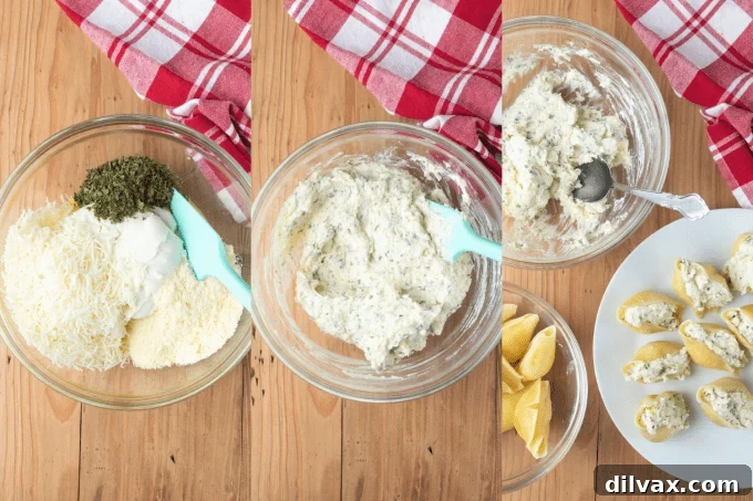 Hearty Baked Stuffed Shells 5 Ingredients laid out for baking stuffed shells