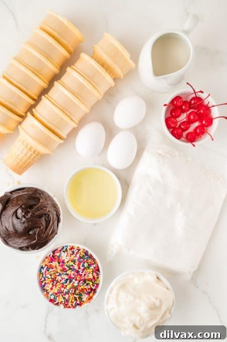 Sweet Cone Cupcakes 5 Ingredients for Ice Cream Cone Cupcakes.