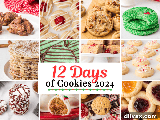 A festive spread of diverse Christmas cookies from the 12 Days of Cookies 2024 collection, perfect for holiday gatherings and gifting.