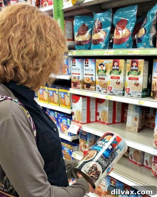 Cozy Skillet Apple Cranberry Oat Bake 5 Another perspective of the festive Quaker Oats Quick Oats winter canister from Target, highlighting its appealing holiday-themed design, perfect for inspiring seasonal baking.