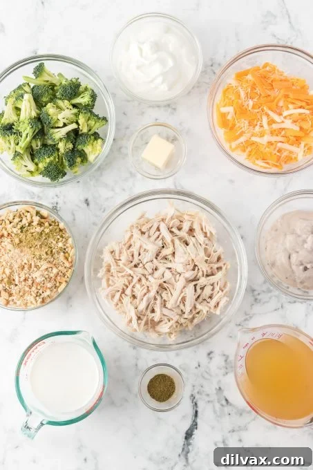 Ingredients for Chicken and Stuffing Casserole.