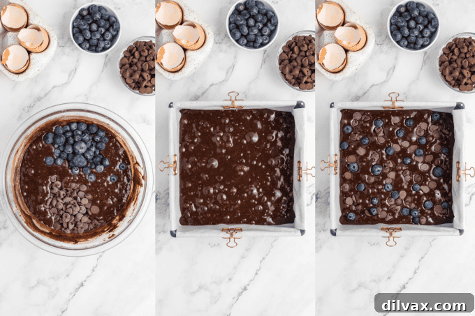 Decadent Blueberry Brownies 6 Second set of process photos for Blueberry Brownies, showing baking and cooling stages.