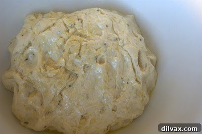 Focaccia Dough Rising in Bowl