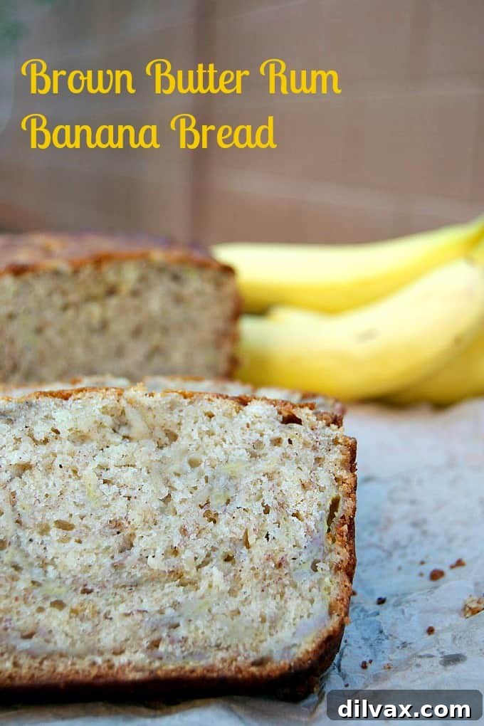 Decadent Brown Butter Rum Banana Bread 4 Banana Bread intensified with brown butter and rum. Comfort food at its' finest!