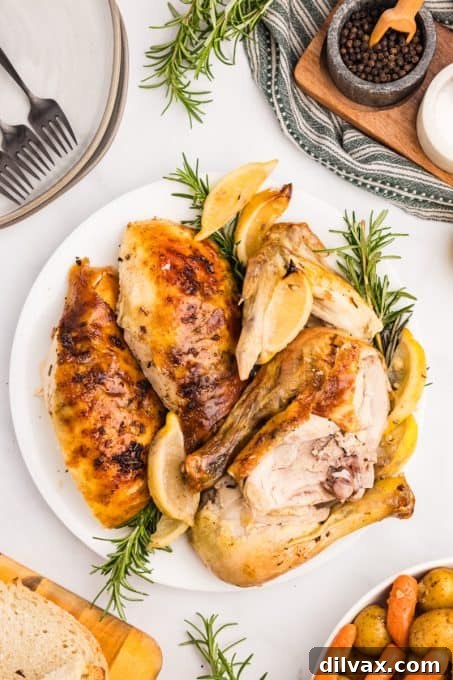 Chicken cooked in a Dutch Oven.