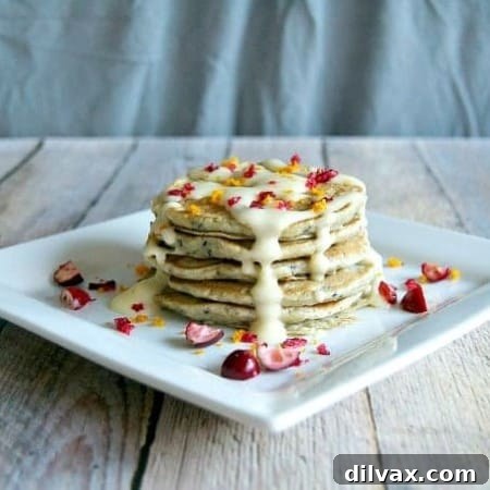 The perfect breakfast - Cranberry Pancakes with Orange Cream Cheese Frosting!