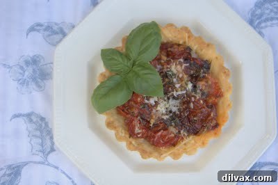 Finished roasted tomato tartlet, close up