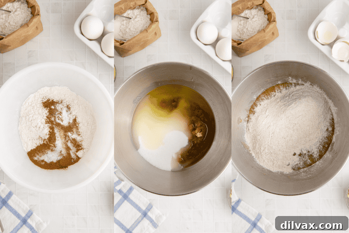 First set of process photos for Pineapple Carrot Cake baking.