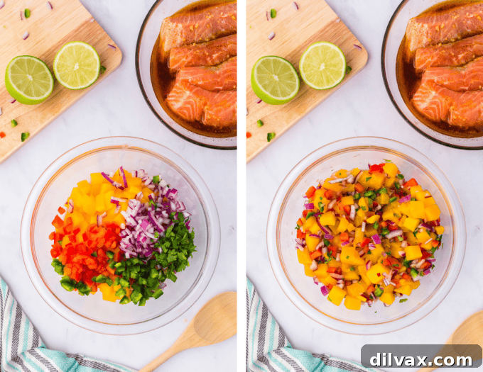 Smoky Salmon with Tropical Mango Relish 5 Step-by-step photos for preparing Mango Salsa